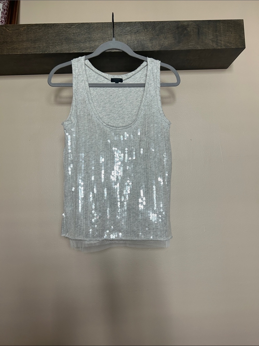 Sleeveless Sequin Tank Top — Silver JCrew Collection